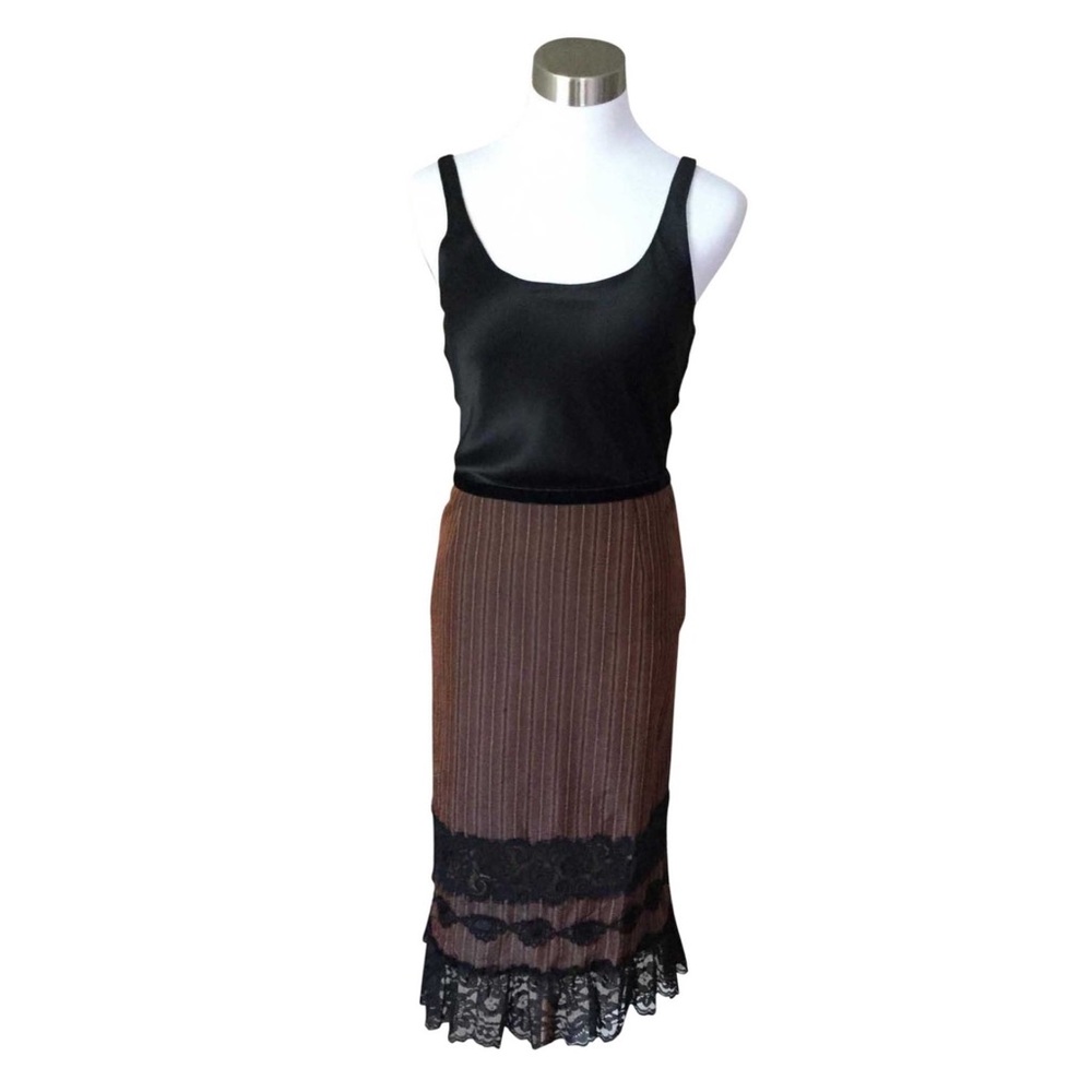 Nanette Lepore Striped Lace Detail Skirt 6 - Picture 1 of 7